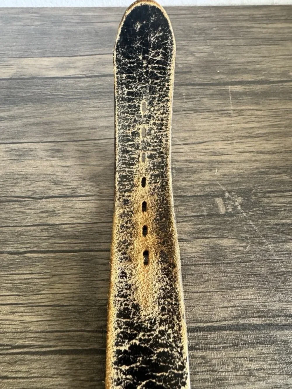 Distressed Black Leather Basketweave Belt Western 38
